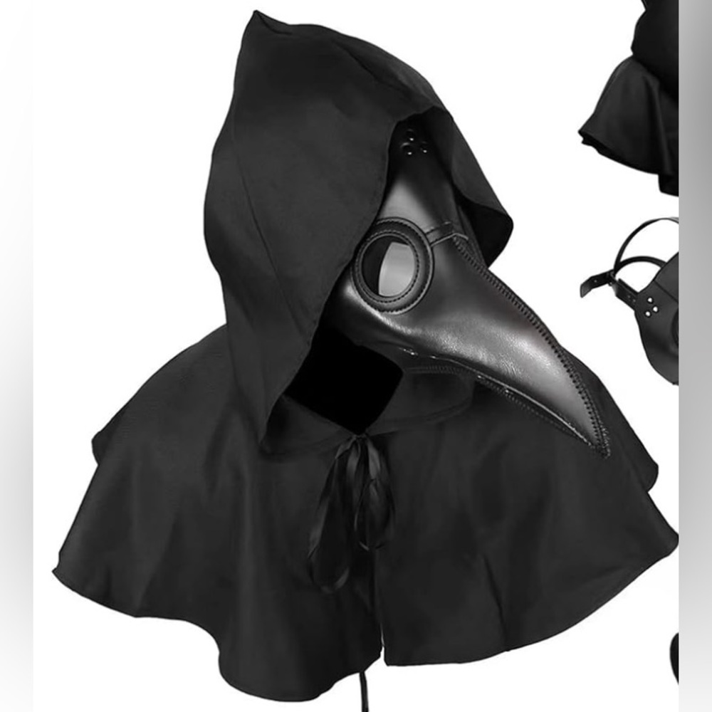 Black plague doctor costume (mask and cloak) Great for renaissance fair!